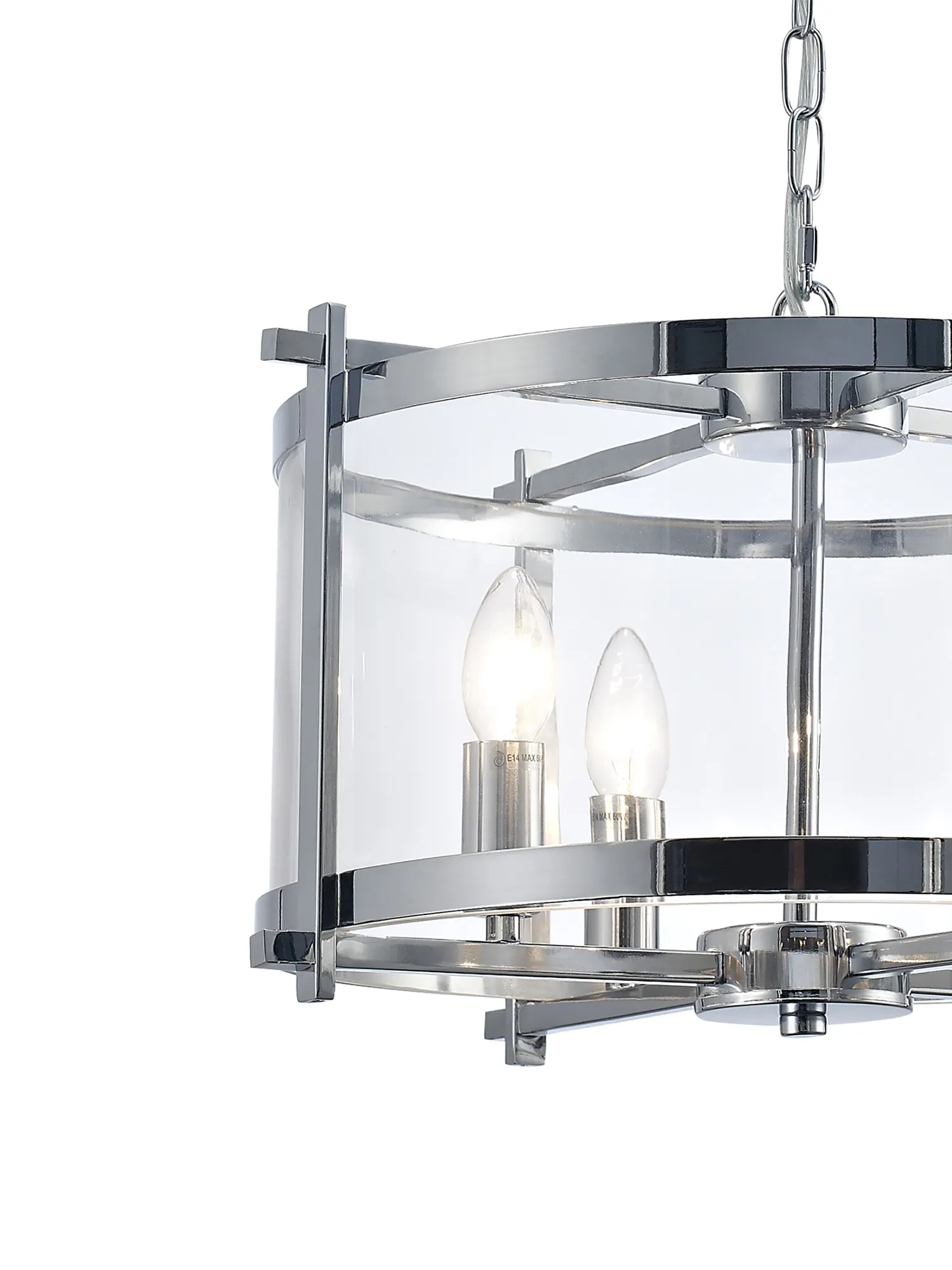 Nolan 46cm Glass Pendant 4 Light Polished Chrome D0089  Deco Nolan